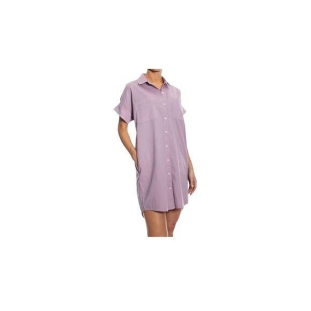 OAT NEW YORK Women's Purple Oversized Shirt Dress Short Sleeve S